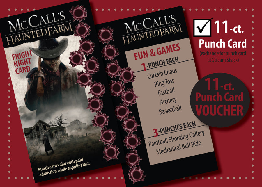 Haunted Farm punch card - 11 punches