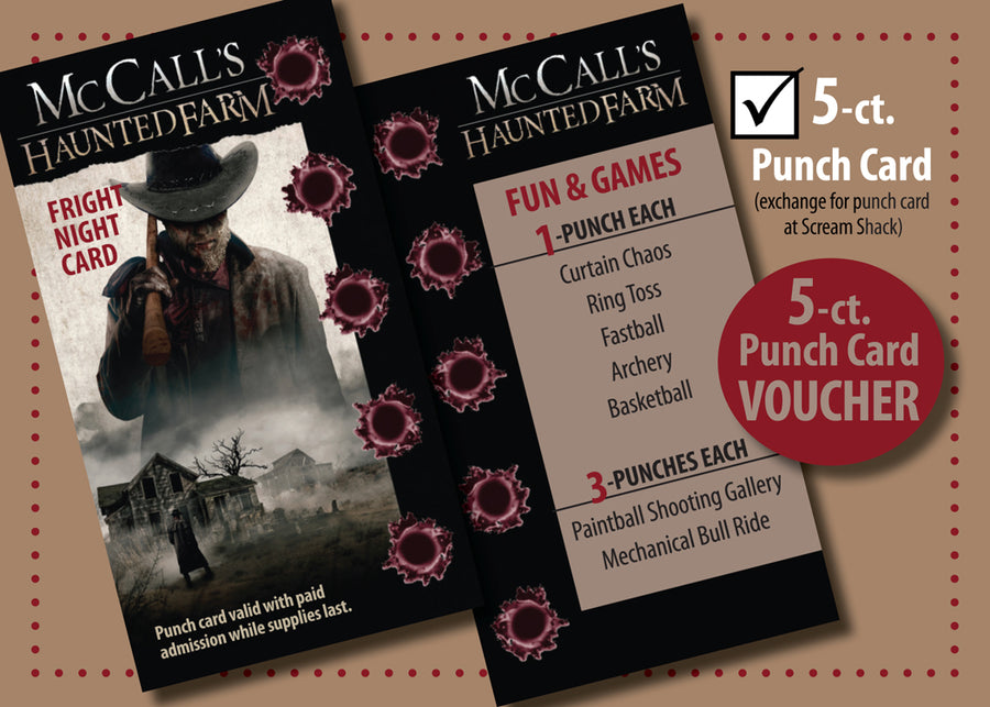 Haunted Farm punch card - 5 punches